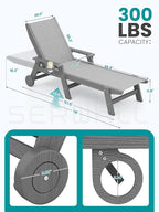 SERWALL Textilene Patio Chaise Lounge Chair, 5 Positions Adjustable Outdoor - Image 3