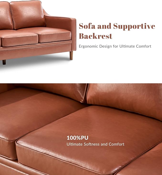 Kingfun Living Room Furniture Sets, 3 Seater Couch and Loveseat, Mid Century - Image 6