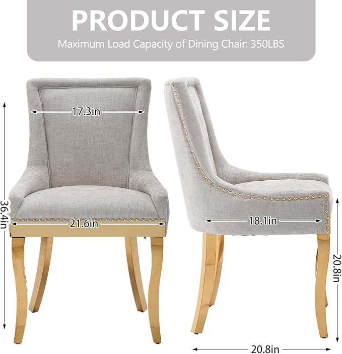 Upholstered Dining Chairs Set of 4, Modern Fabric Side Chairs - Image 3