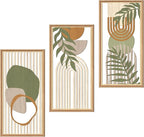 IARTTOP Boho Mid-century Modern Wood Wall Art 8x16 Inch Framed Green Bohemian by IARTTOP