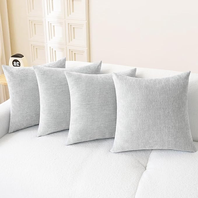 CaliTime Decorative Throw Pillow Covers 18 X 18 Inches Moonbeam Gray | Pack of 4 by CaliTime