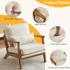 Karl home Accent Chair Wide Armrest Mid-Century Lounge Chair Linen Fabric - Image 3