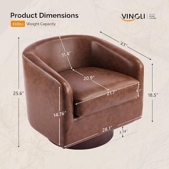 VINGLI 360°Swivel Accent Chair - Image 2
