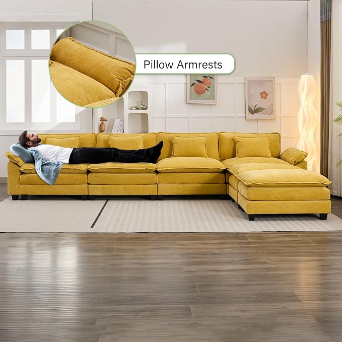 Oprisen 154" Modular Sectional Sofa, Comfy Cloud Couch Sectional Sofa - Image 5
