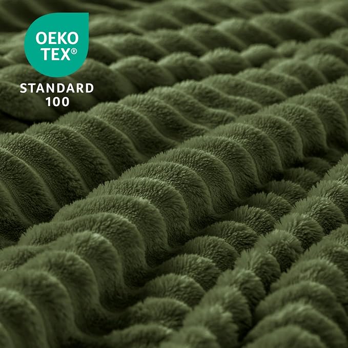 BEDELITE 3D Ribbed Jacquard Moss Fleece Twin Blanket - Image 4