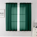 Hunter Green Sheer Curtains 63 Inch Length 2 Panels Set, Voile Solid Window by Lecloud