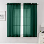 Hunter Green Sheer Curtains 63 Inch Length 2 Panels Set, Voile Solid Window by Lecloud