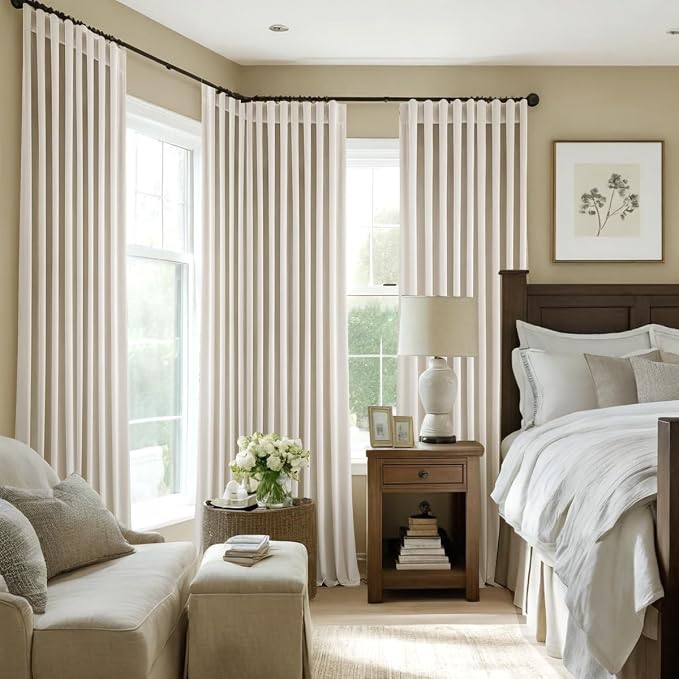MIULEE Velvet Curtains 52x90 inches 2 Panels Ivory Room Darkening Curtains | - Image 7