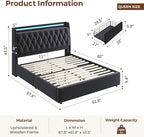 Queen LED Velvet Bed Frame - Image 2