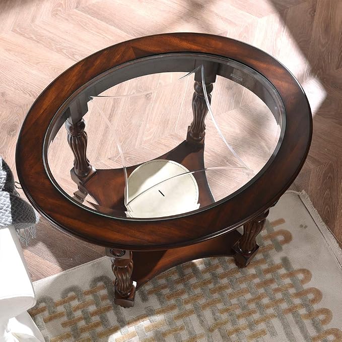 PADMA HOUSE Traditional Solid Wood Oval End Table - Image 6