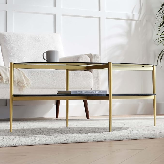 LumFurn Oval Glass Coffee Table, Mid-Century Modern Design, L43 x W22 x H17 inch - Image 4