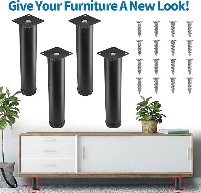 8 Inch Metal Furniture Legs Stainless Steel Adjustable Legs Black Metal Legs - Image 2