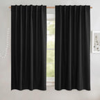NICETOWN Black Truly Blackout Linen Blend Flax Drapes by NICETOWN