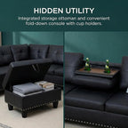 97.5" L Shaped Couch Set Leather, Modular Sectional Couches - Image 5