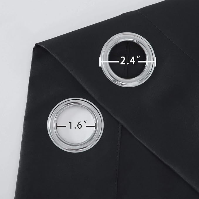 Black Blackout Curtains 52 x 63 Inch Length/Set of 2 Curtain Panels/Thermal - Image 5