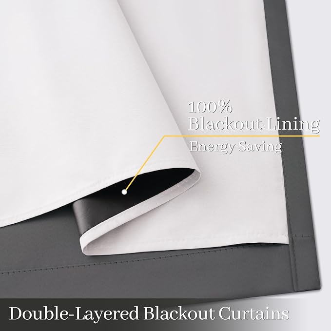 Yakamok Dove Grey 100% Blackout Curtains 84 Inches Long 50" Wide 2 Panel | - Image 4