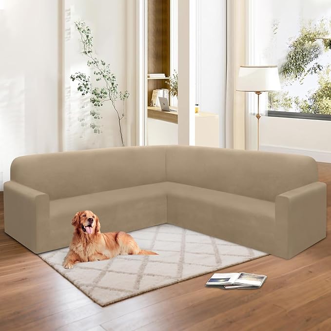 HDCAXKJ Corner Sectional Couch Covers Velvet Stretch L Shape Sofa Cover Soft - Image 6