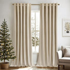 MIULEE Velvet Curtains 52x96 inches 2 Panels Beige Blackout Curtains | Luxury by MIULEE