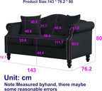 57" Chesterfield Black Velvet 2-Seater Sofa - Image 2