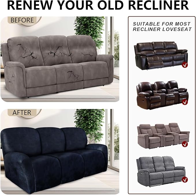 ANARACHON Recliner Couch Cover Leather Look Recliner Sofa Covers - Image 6