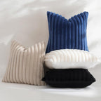 decorUhome Fall Faux Fur Throw Pillow Covers 24x24 Set of 2 Navy Blue | - Image 5