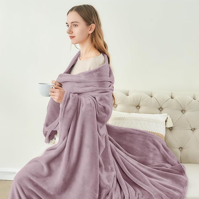BEDELITE Fleece Blanket Soft Plush Twin Size Blanket Dusky Violet 60"x80" | - Image 5
