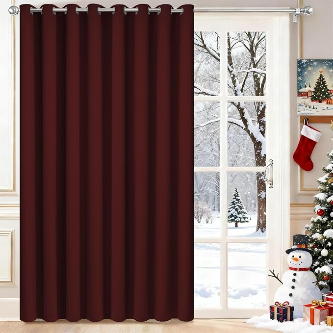 Yakamok Burgundy Red Room Darkening Curtains 84 inch Sliding Door Drapes | 1 by Yakamok