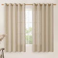 Linen Curtains 63 inch Length for Living Room, Linen Light Filtering Boho Semi by LAMIT
