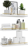 WOPITUES Floating Shelves with Gold Metal Guardrail, Shelves by WOPITUESOfficial