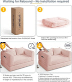 Versatile 2 in1 Loveseat Pink Accent Chair Couch Convertible Boneless Chaise - Image 7