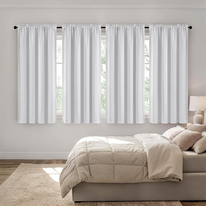 MIULEE Greyish White Blackout Curtains 4 Panels Set 72 Inch Length Bedroom | - Image 2