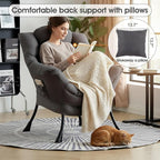 Lazy Chair for Living Room, Large Dark Grey Accent Chair - Image 3
