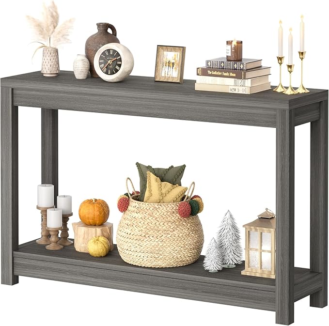 Besiost 47" Farmhouse Wood Entryway Table Narrow Console Table by Besiost
