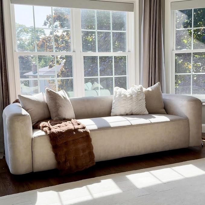 Acanva Luxury Modern Tight Curved Back Velvet Sofa, Minimalist Style Comfy Couch - Image 6