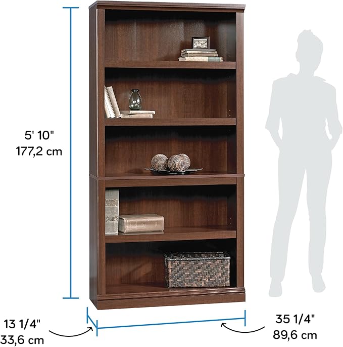 Sauder Miscellaneous Storage 5-Shelf Bookcase/ Book shelf, Select Cherry finish - Image 3