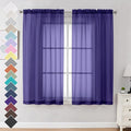Purple Sheer Curtains 63 inch Length 2 Panels Set by OVZME