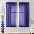 Purple Sheer Curtains 63 inch Length 2 Panels Set by OVZME