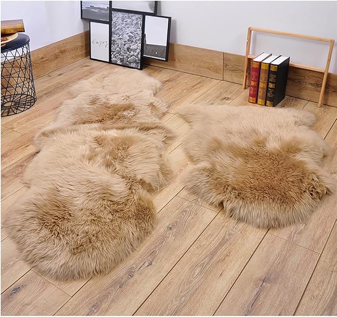 HUAHOO Premium Genuine Sheepskin Rug Mocha Real Australia Sheepskin Natural - Image 3