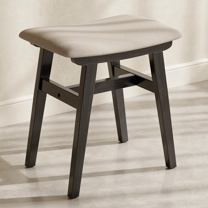 Muwuele Solid Wood Vanity Stool, Compact Makeup Chair by Muwuele