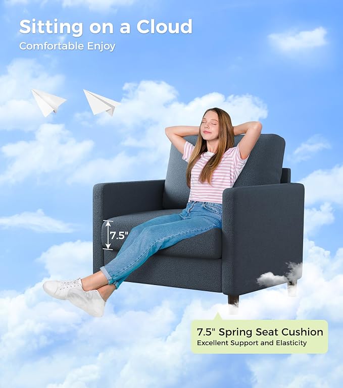 Welzona Sofa Accent Chair, Tool-Free Setup Living Room Accent Chairs, Comfy Arm - Image 7