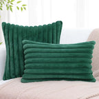 decorUhome Fall Faux Fur Throw Pillow Covers 26x26 Set of 2 Christmas Green | - Image 7