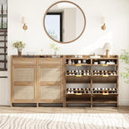 HOKYHOKY Large Rattan Shoe Storage Cabinet - Image 7