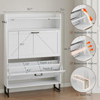 BORNOON Shoe Cabinet with 2 Flip Drawers Narrow Shoe Storage Cabinet Organizer - Image 2