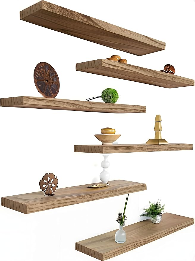 YYWUOJJ Wood Floating Shelves for Wall Decor, Rustic Wall Shelves for Bedroom by YYWUOJJ