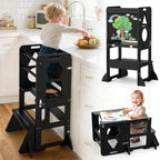Woodure 4 in-1 Toddler Kitchen Step Stool, Foldable Learning Standing Tower by CraftingNatureandComforts