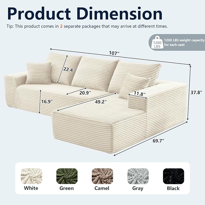 107.5" Modular Sectional Sofa - Image 2