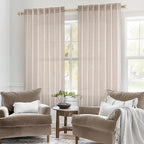 MIULEE Natural White Linen Curtains 42x63 Inch Length 42 Inch Wide Cream | Linen - Image 2