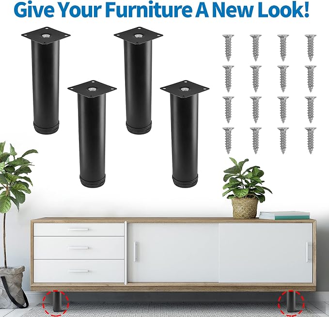 6 Inch Metal Furniture Legs Stainless Steel Adjustable Legs Black Metal Legs - Image 2