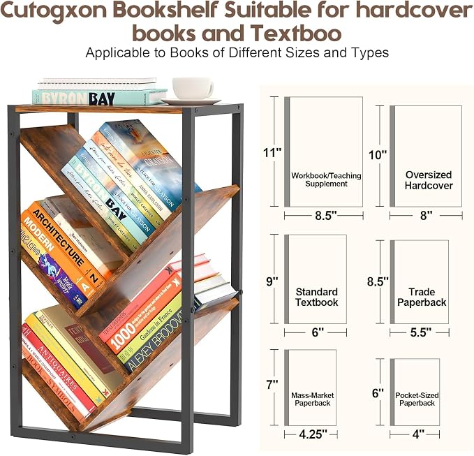 Small Bookcase - 5 Tier Tree Bookshelf - Image 8