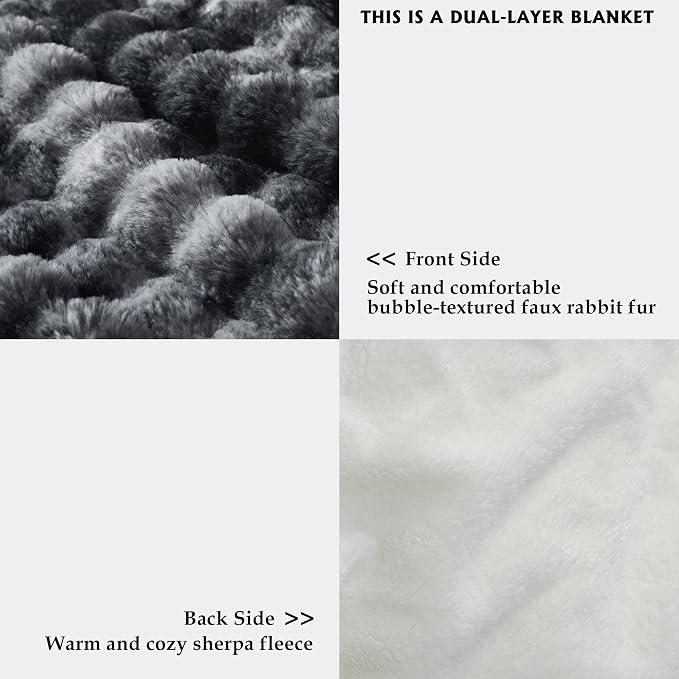 60x80 Inches Ultra-Soft Fuzzy Faux Fur Plush Twin Size Blanket - Image 3